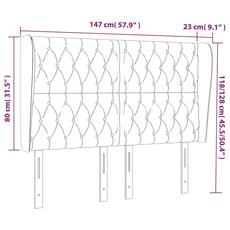 Hoofdbord Met Randen Stof 147 x 23 x 118/128 cm Taupe