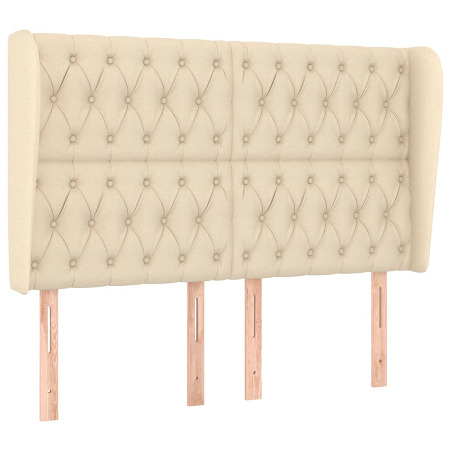 Hoofdbord Met Randen Stof Kleurig 147 x 23 x 118/128 cm Crème