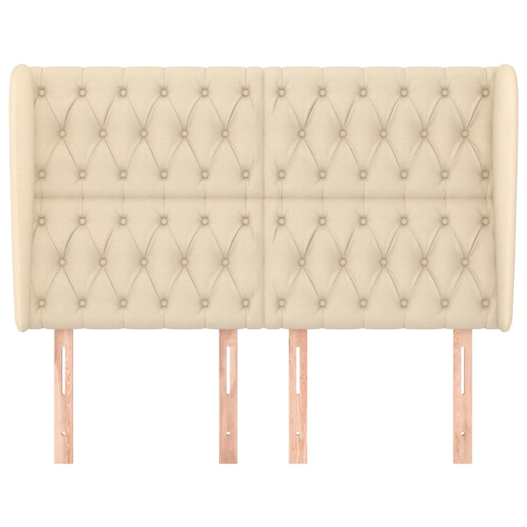Hoofdbord Met Randen Stof Kleurig 147 x 23 x 118/128 cm Crème