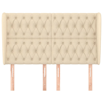 Hoofdbord Met Randen Stof Kleurig 147 x 23 x 118/128 cm Crème