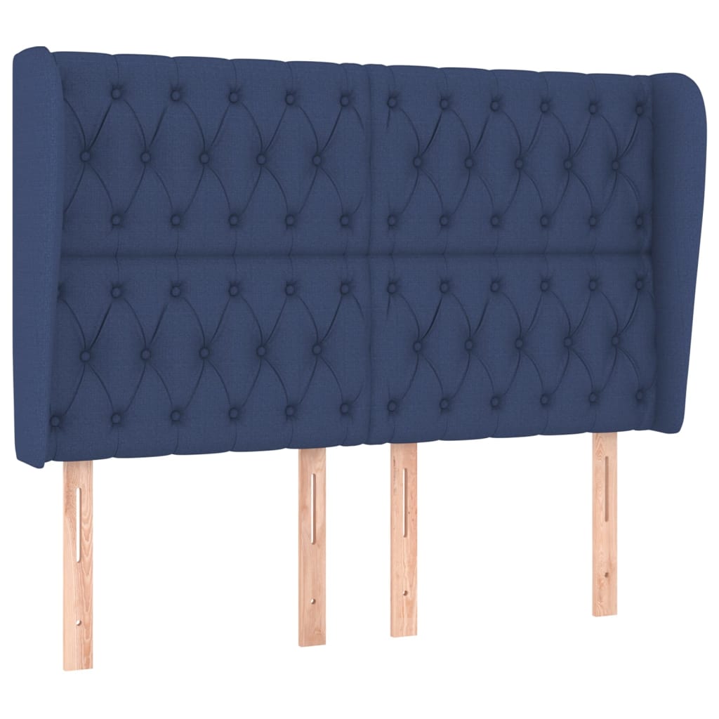 Hoofdbord Met Randen Stof 147 x 23 x 118/128 cm Blauw