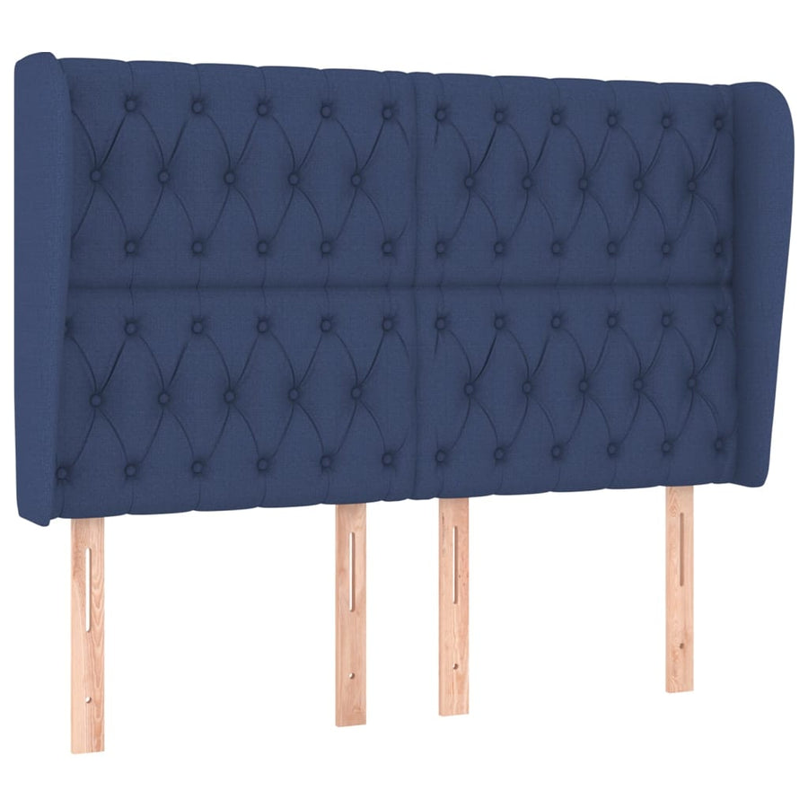 Hoofdbord Met Randen Stof 147 x 23 x 118/128 cm Blauw