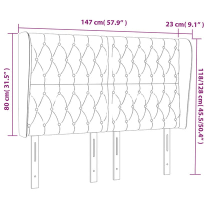 Hoofdbord Met Randen Stof 147 x 23 x 118/128 cm Blauw