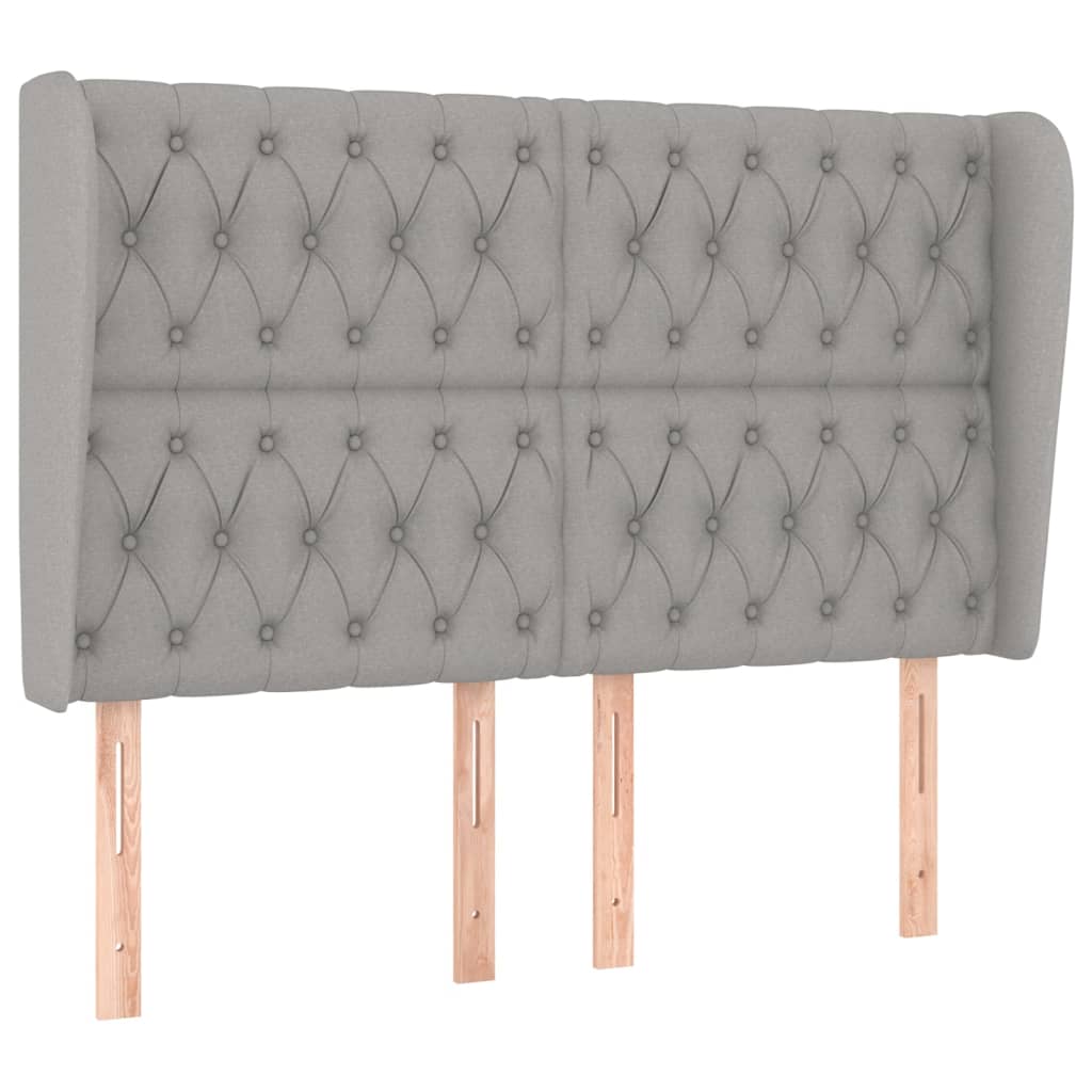 Hoofdbord Met Randen Stof 163 x 23 x 118/128 cm Lichtgrijs