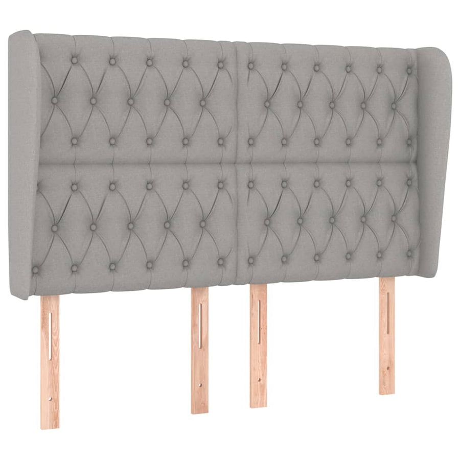 Hoofdbord Met Randen Stof 163 x 23 x 118/128 cm Lichtgrijs
