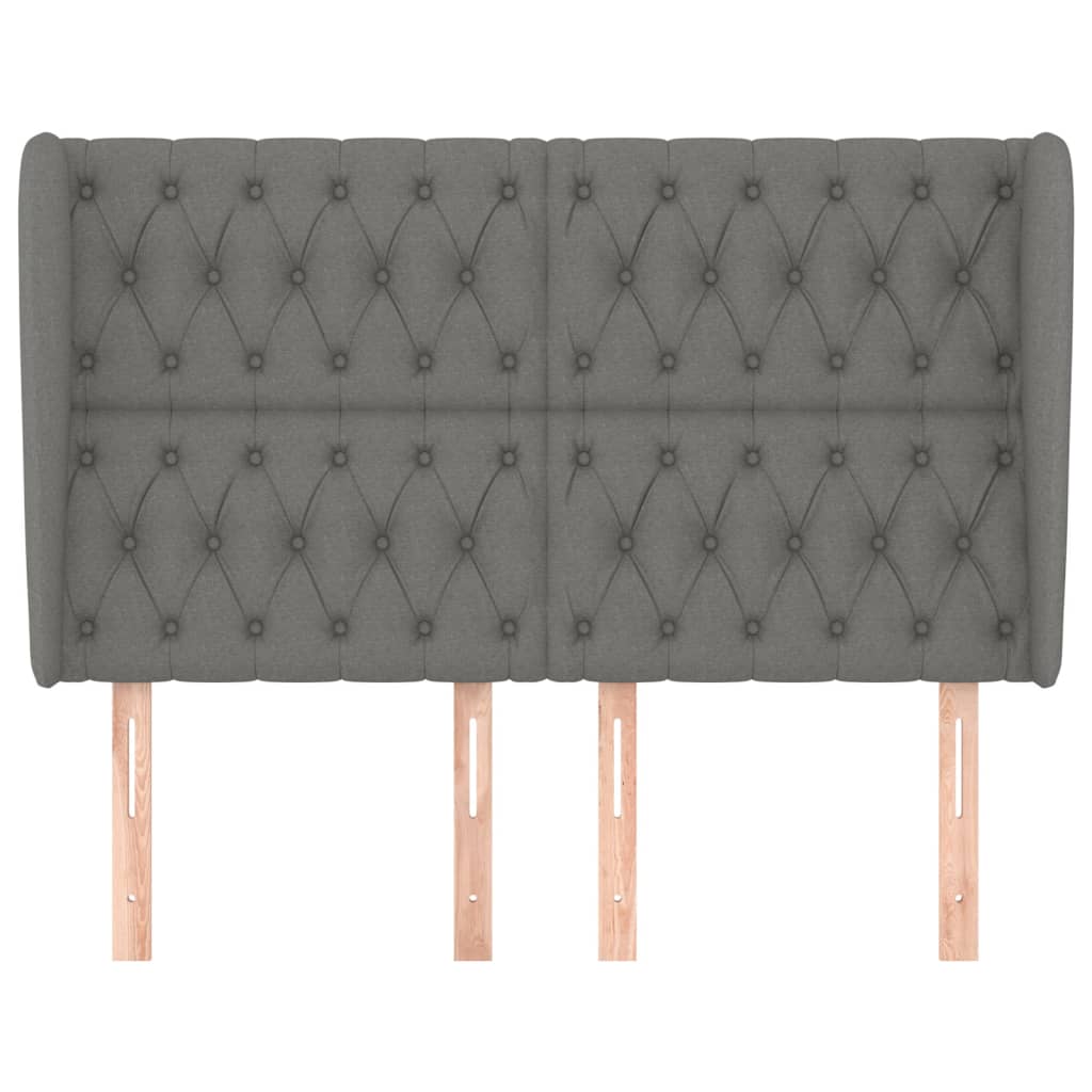Hoofdbord Met Randen Stof 163 x 23 x 118/128 cm Donkergrijs