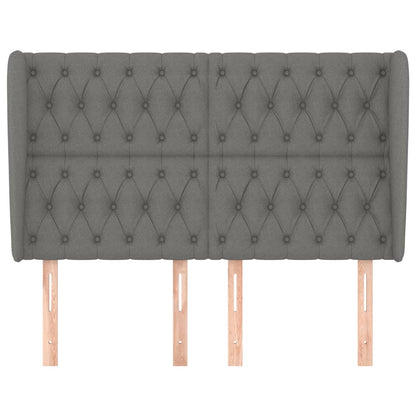 Hoofdbord Met Randen Stof 163 x 23 x 118/128 cm Donkergrijs