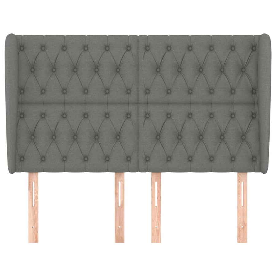 Hoofdbord Met Randen Stof 163 x 23 x 118/128 cm Donkergrijs