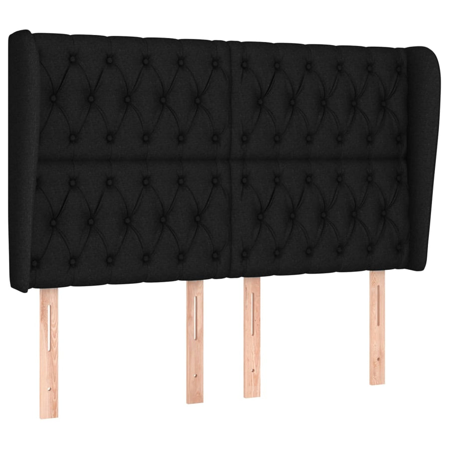 Hoofdbord Met Randen Stof 163 x 23 x 118/128 cm Zwart