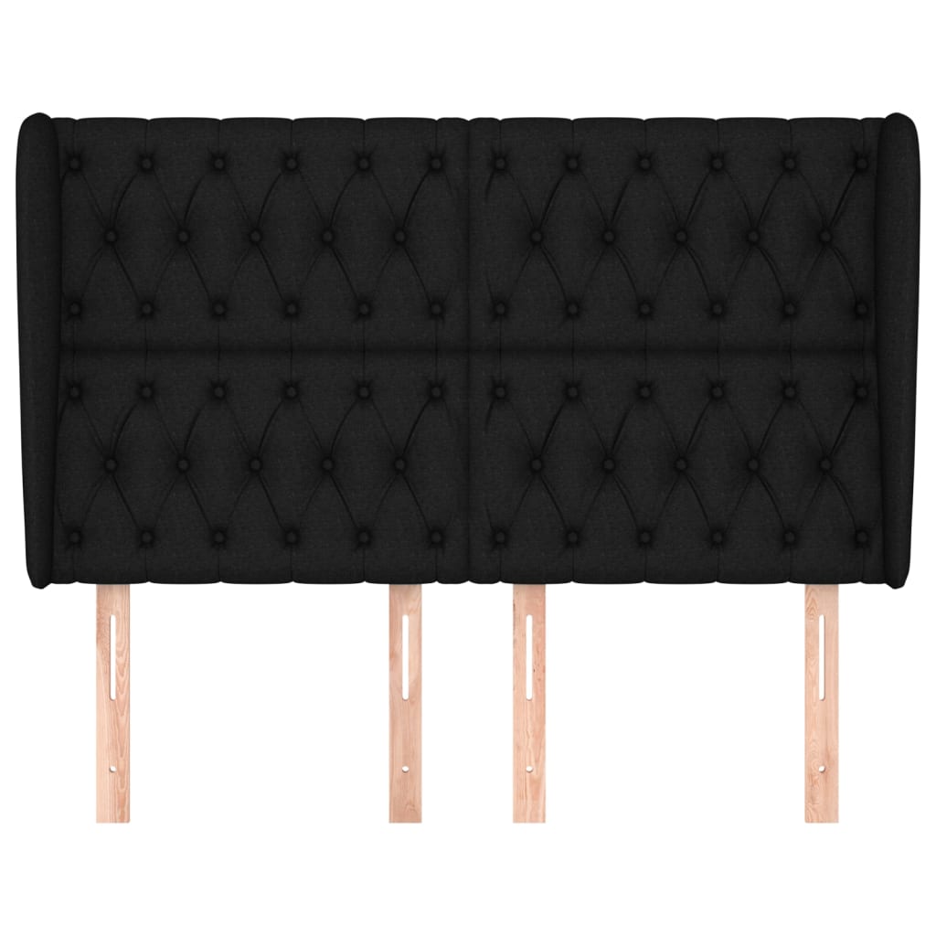 Hoofdbord Met Randen Stof 163 x 23 x 118/128 cm Zwart