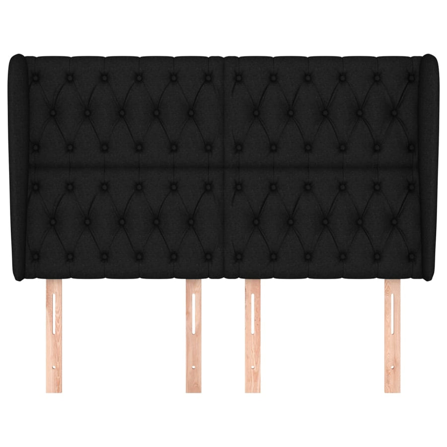 Hoofdbord Met Randen Stof 163 x 23 x 118/128 cm Zwart