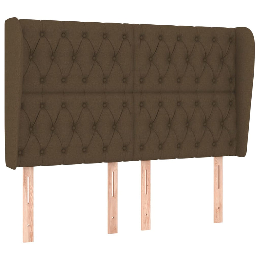 Hoofdbord Met Randen Stof 163 x 23 x 118/128 cm Donkerbruin