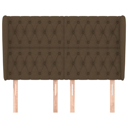 Hoofdbord Met Randen Stof 163 x 23 x 118/128 cm Donkerbruin