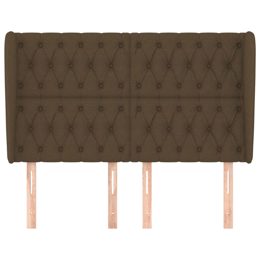 Hoofdbord Met Randen Stof 163 x 23 x 118/128 cm Donkerbruin