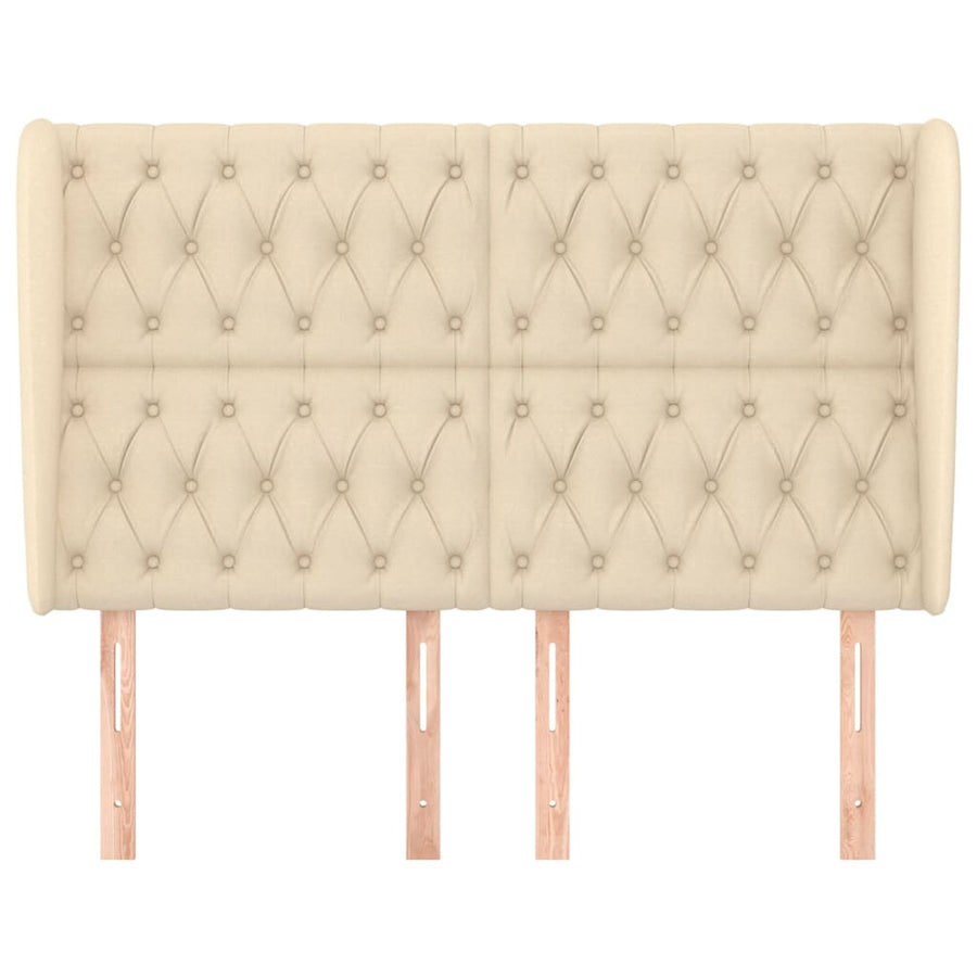Hoofdbord Met Randen Stof Kleurig 163 x 23 x 118/128 cm Crème