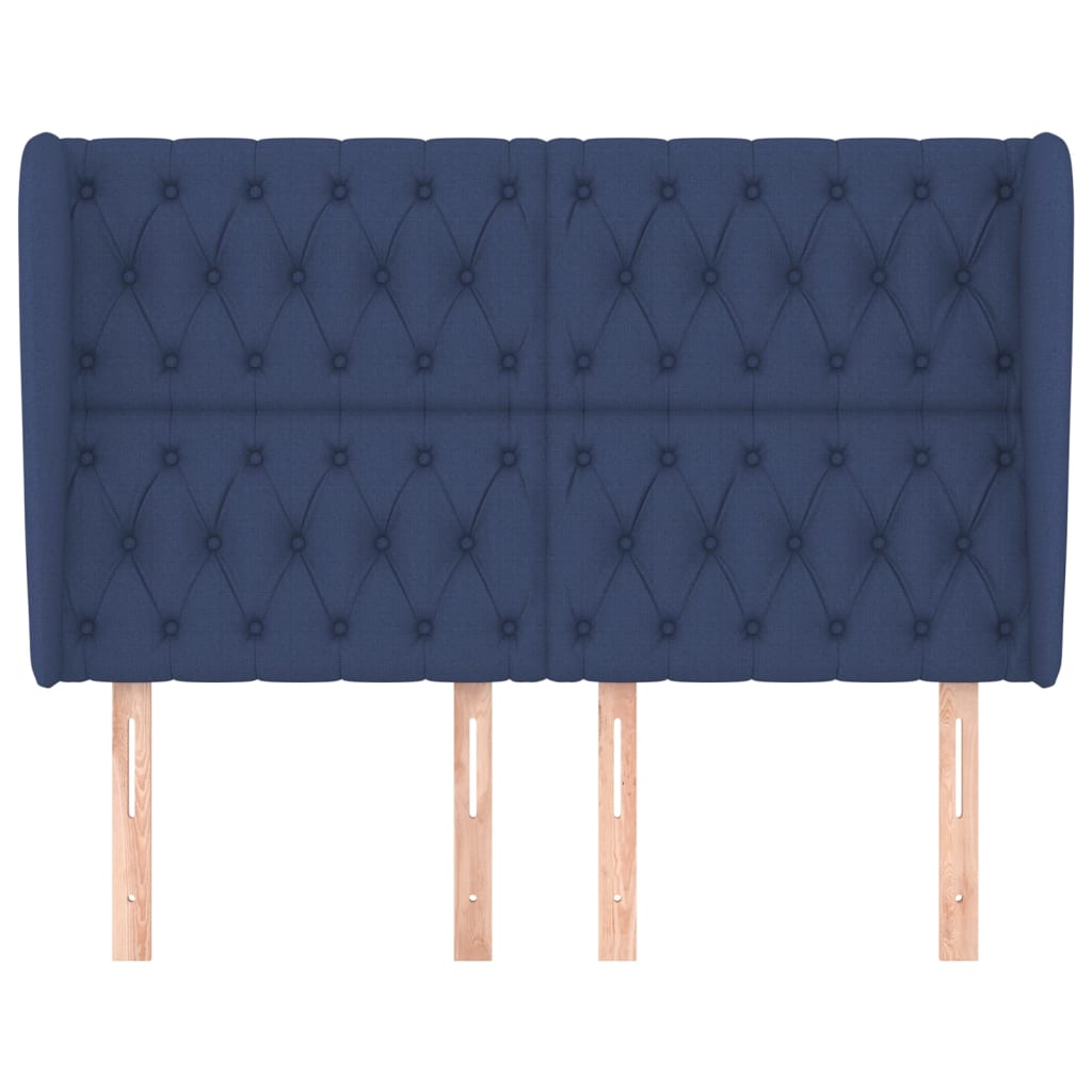 Hoofdbord Met Randen Stof 163 x 23 x 118/128 cm Blauw