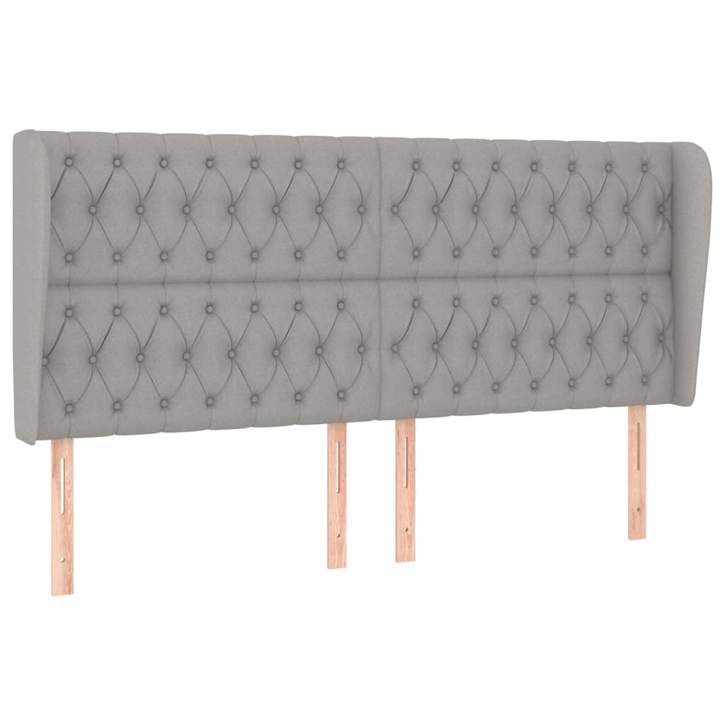 Hoofdbord Met Randen Stof 183 x 23 x 118/128 cm Lichtgrijs