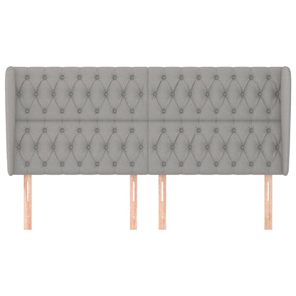 Hoofdbord Met Randen Stof 183 x 23 x 118/128 cm Lichtgrijs