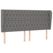 Hoofdbord Met Randen Stof 183 x 23 x 118/128 cm Donkergrijs