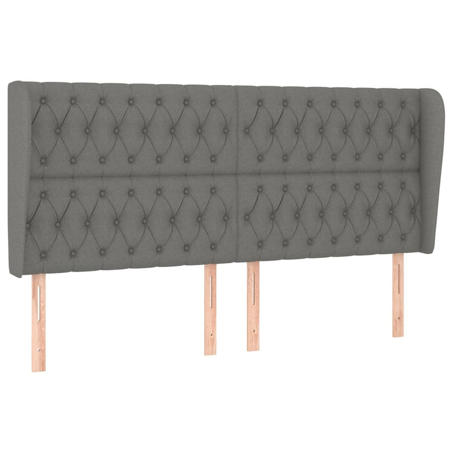 Hoofdbord Met Randen Stof 183 x 23 x 118/128 cm Donkergrijs