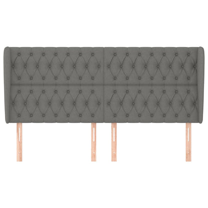 Hoofdbord Met Randen Stof 183 x 23 x 118/128 cm Donkergrijs