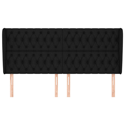 Hoofdbord Met Randen Stof 183 x 23 x 118/128 cm Zwart