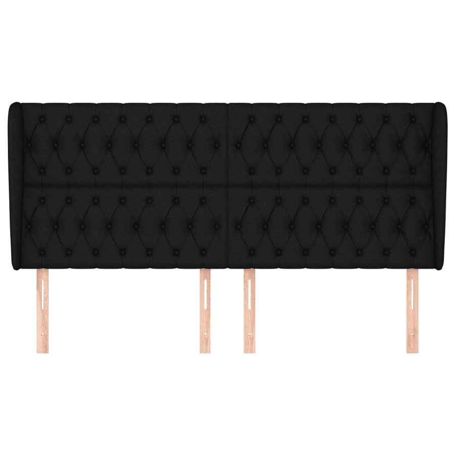 Hoofdbord Met Randen Stof 183 x 23 x 118/128 cm Zwart