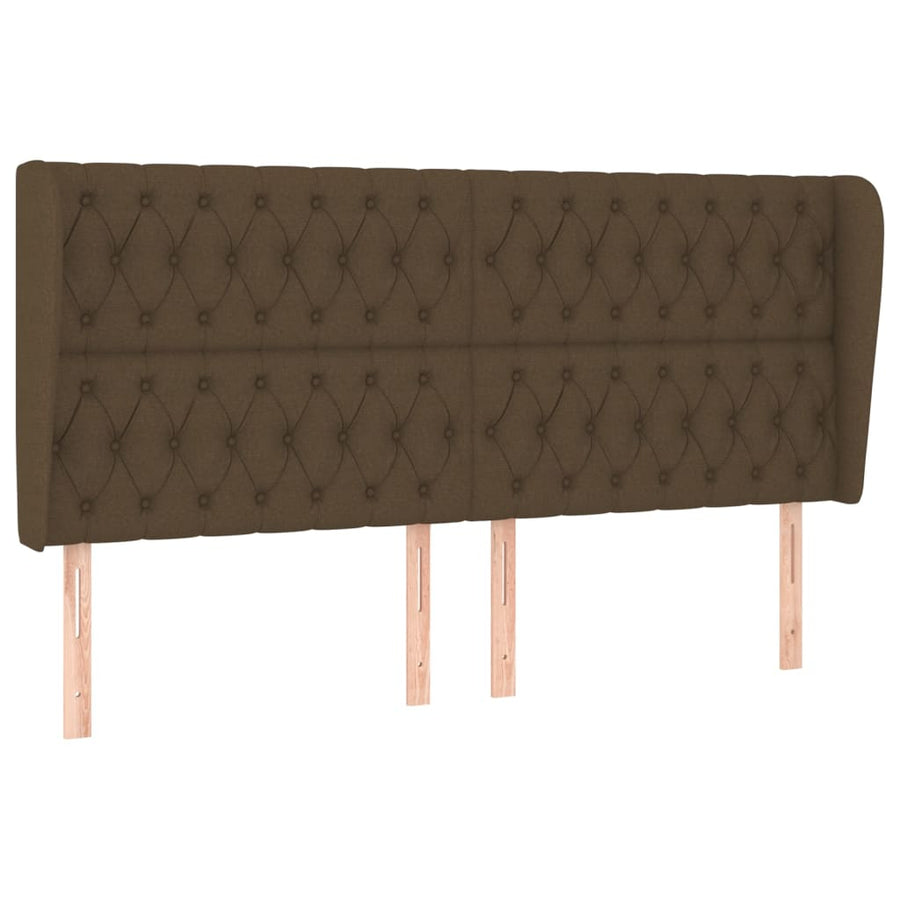 Hoofdbord Met Randen Stof 183 x 23 x 118/128 cm Donkerbruin