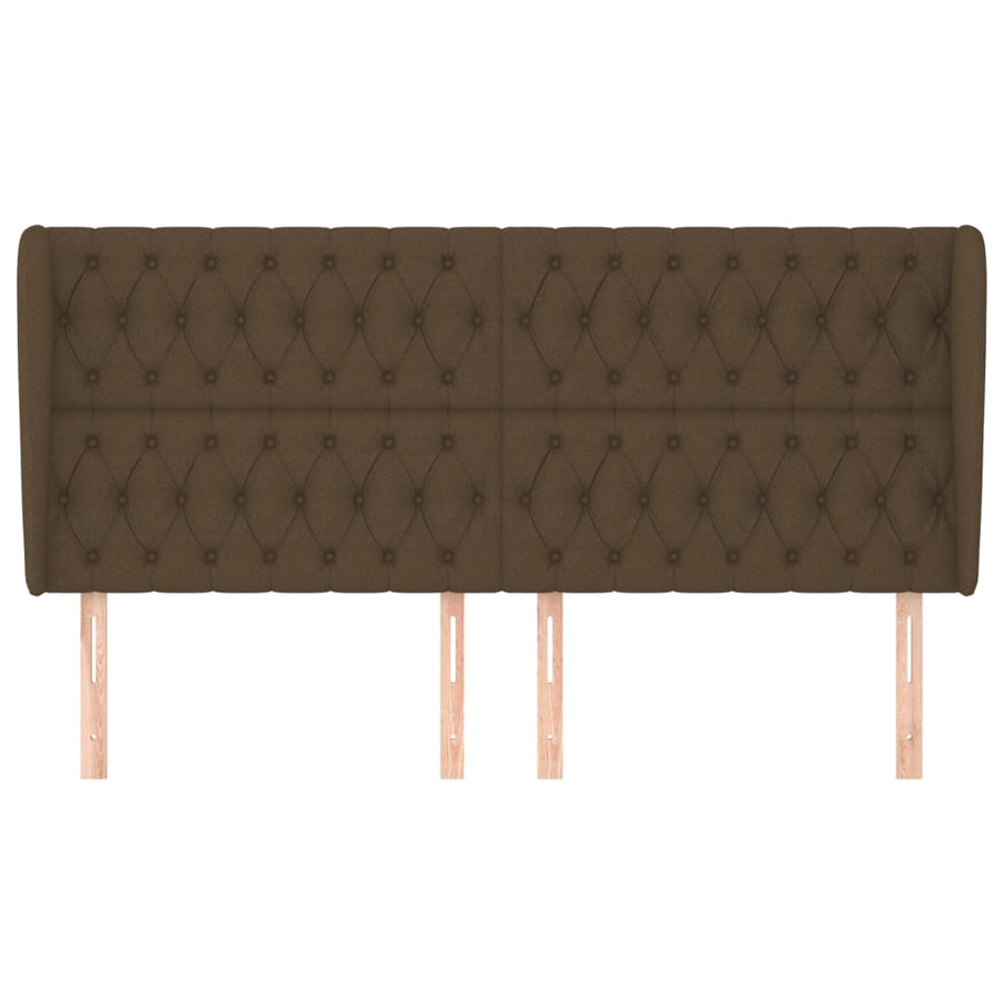 Hoofdbord Met Randen Stof 183 x 23 x 118/128 cm Donkerbruin