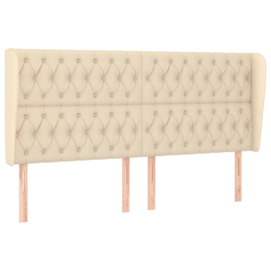 Hoofdbord Met Randen Stof Kleurig Crème 183 x 23 x 118/128 cm