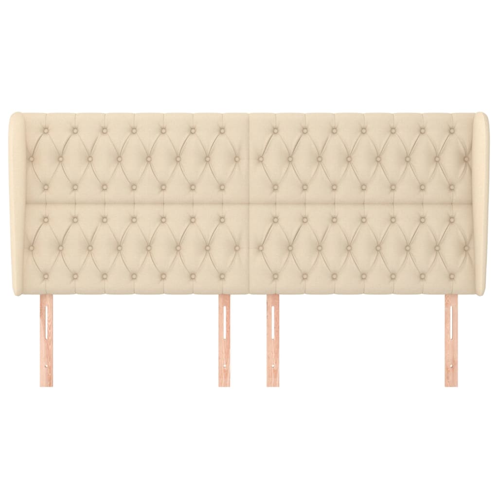 Hoofdbord Met Randen Stof Kleurig Crème 183 x 23 x 118/128 cm
