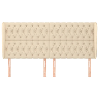 Hoofdbord Met Randen Stof Kleurig Crème 183 x 23 x 118/128 cm