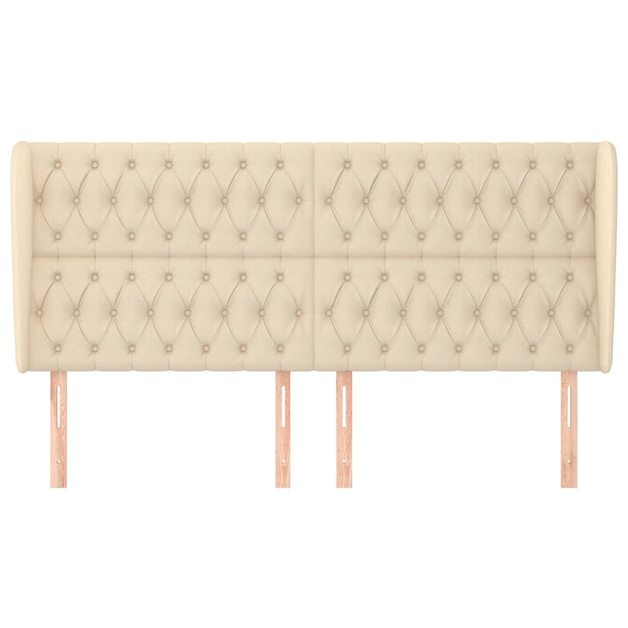 Hoofdbord Met Randen Stof Kleurig Crème 183 x 23 x 118/128 cm