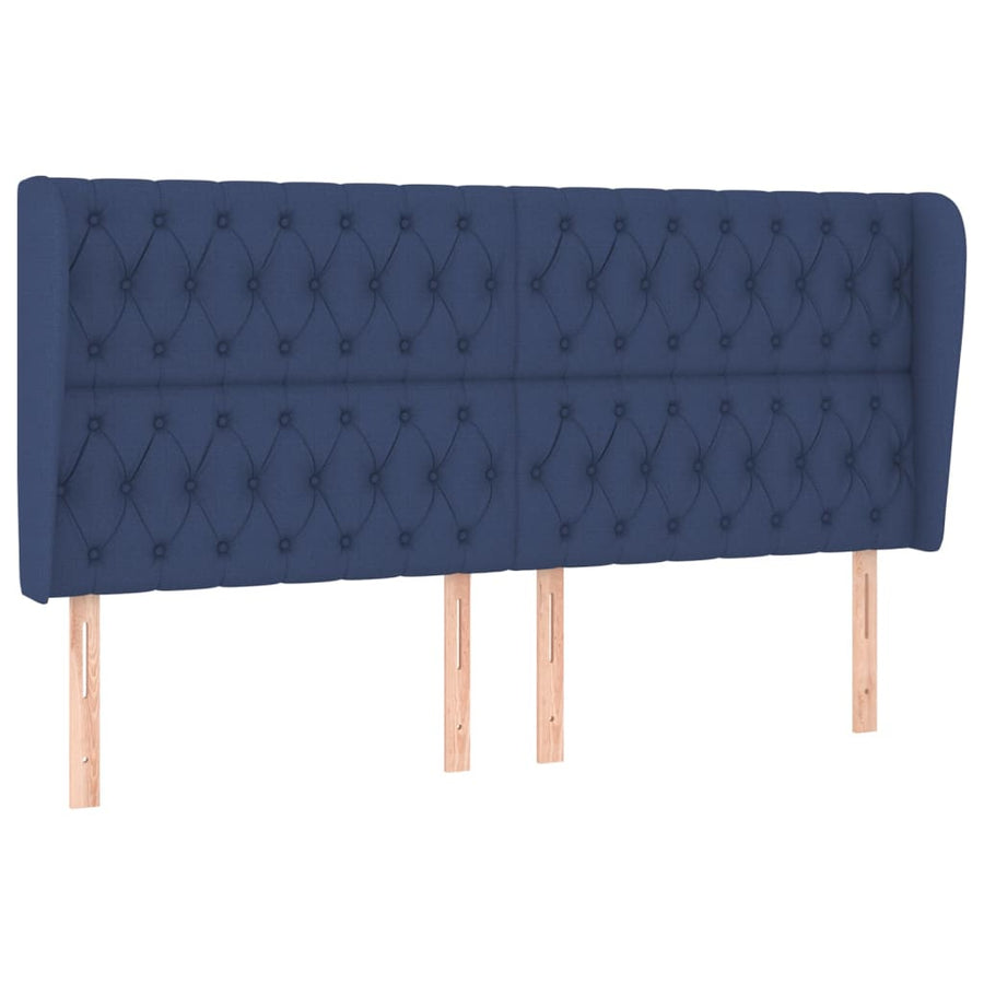 Hoofdbord Met Randen Stof 183 x 23 x 118/128 cm Blauw