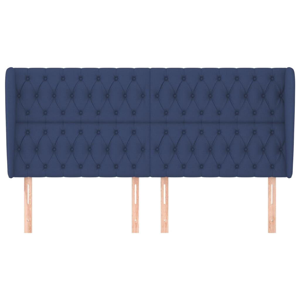 Hoofdbord Met Randen Stof 183 x 23 x 118/128 cm Blauw