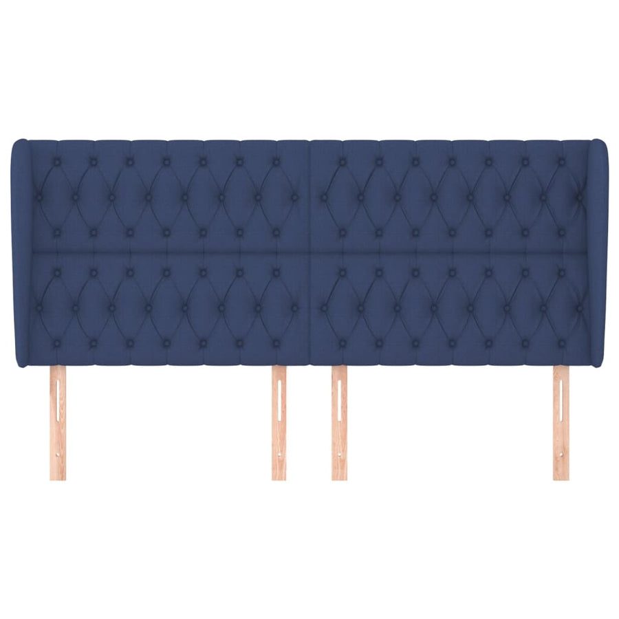 Hoofdbord Met Randen Stof 183 x 23 x 118/128 cm Blauw