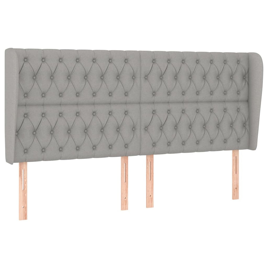 Hoofdbord Met Randen Stof 203 x 23 x 118/128 cm Lichtgrijs