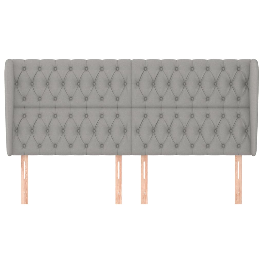 Hoofdbord Met Randen Stof 203 x 23 x 118/128 cm Lichtgrijs