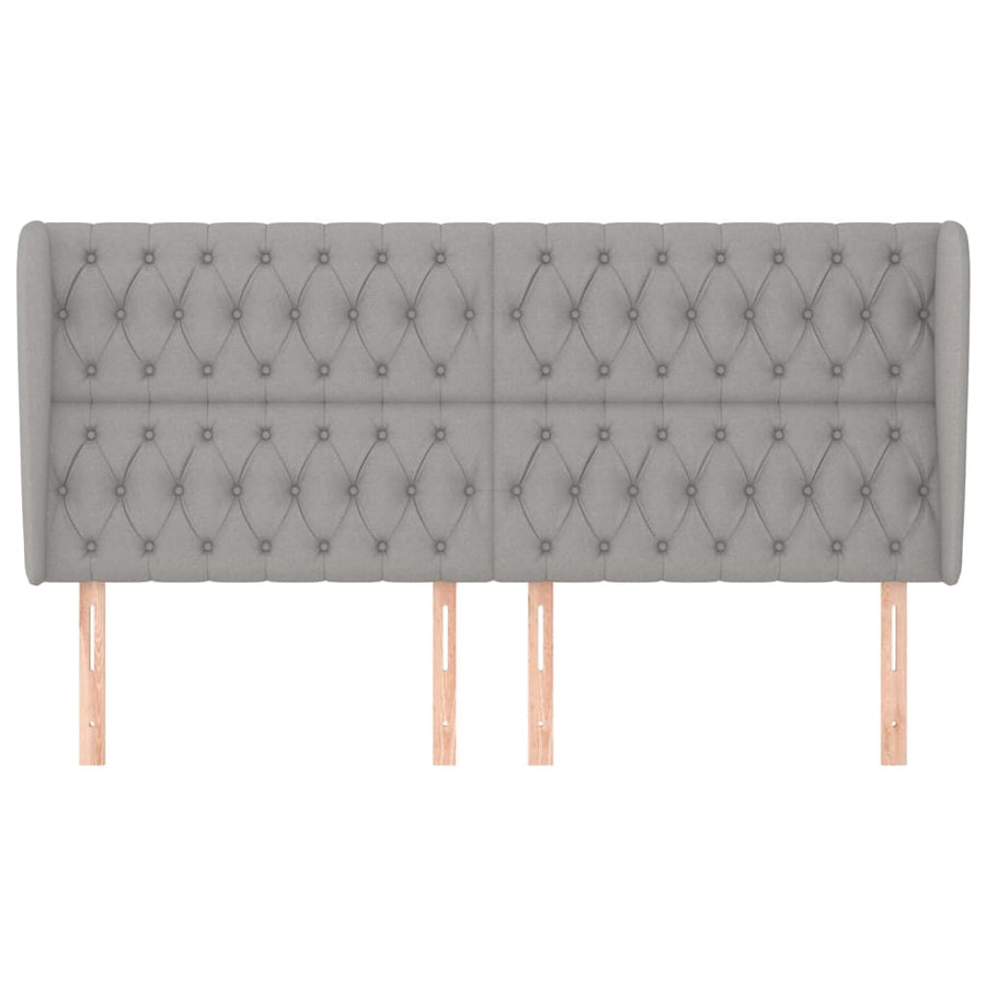 Hoofdbord Met Randen Stof 203 x 23 x 118/128 cm Lichtgrijs