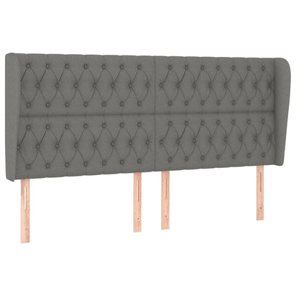 Hoofdbord Met Randen Stof 203 x 23 x 118/128 cm Donkergrijs