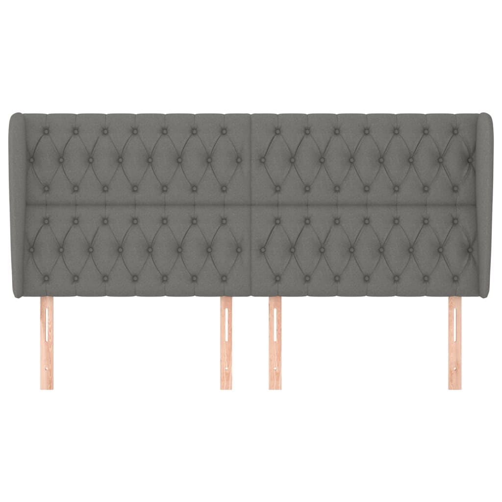 Hoofdbord Met Randen Stof 203 x 23 x 118/128 cm Donkergrijs