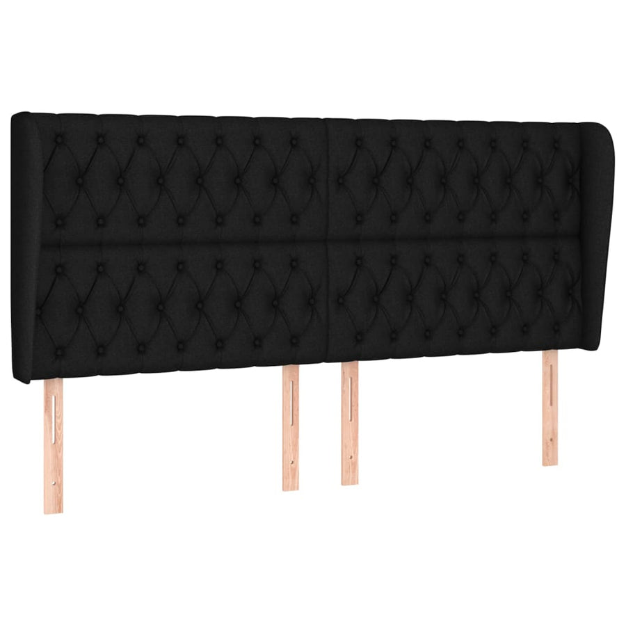 Hoofdbord Met Randen Stof 203 x 23 x 118/128 cm Zwart