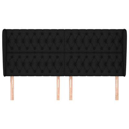 Hoofdbord Met Randen Stof 203 x 23 x 118/128 cm Zwart