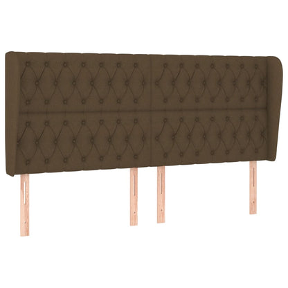 Hoofdbord Met Randen Stof 203 x 23 x 118/128 cm Donkerbruin
