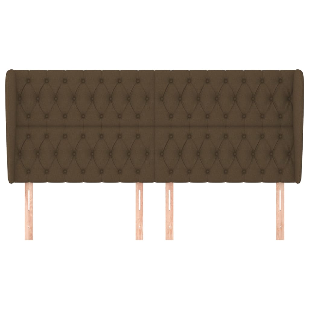 Hoofdbord Met Randen Stof 203 x 23 x 118/128 cm Donkerbruin