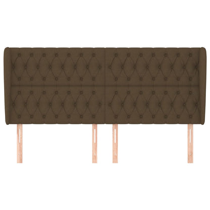Hoofdbord Met Randen Stof 203 x 23 x 118/128 cm Donkerbruin