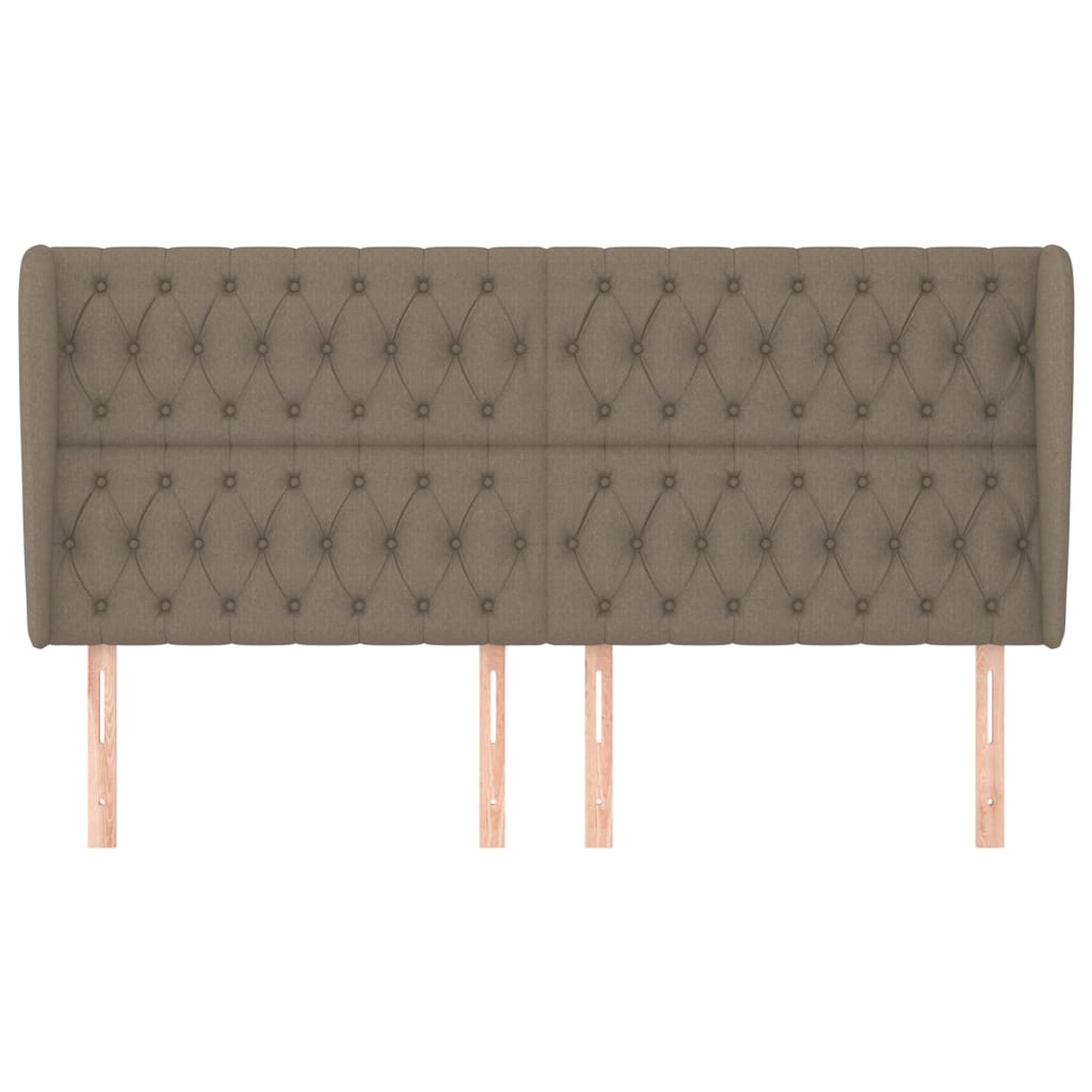 Hoofdbord Met Randen Stof 203 x 23 x 118/128 cm Taupe
