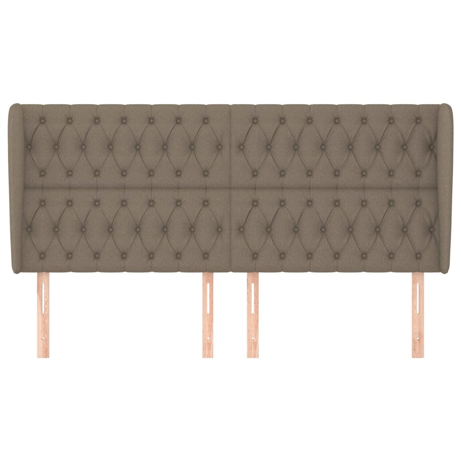 Hoofdbord Met Randen Stof 203 x 23 x 118/128 cm Taupe
