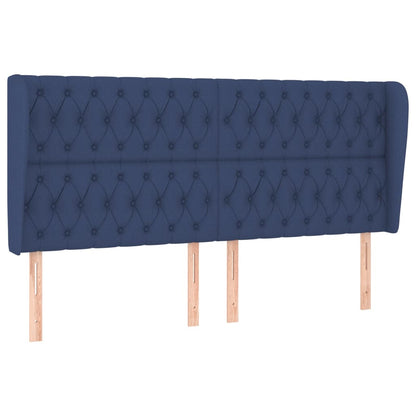 Hoofdbord Met Randen Stof 203 x 23 x 118/128 cm Blauw