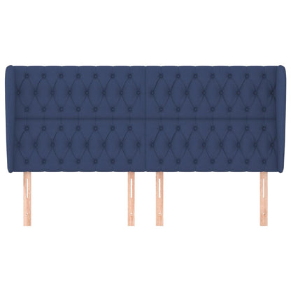 Hoofdbord Met Randen Stof 203 x 23 x 118/128 cm Blauw